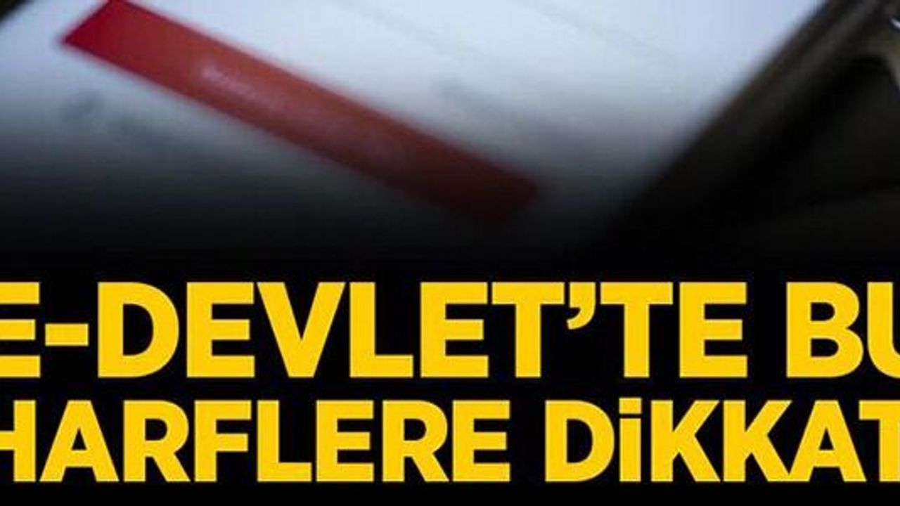 E DEVLET'TE BU HARFLERE DİKKAT !