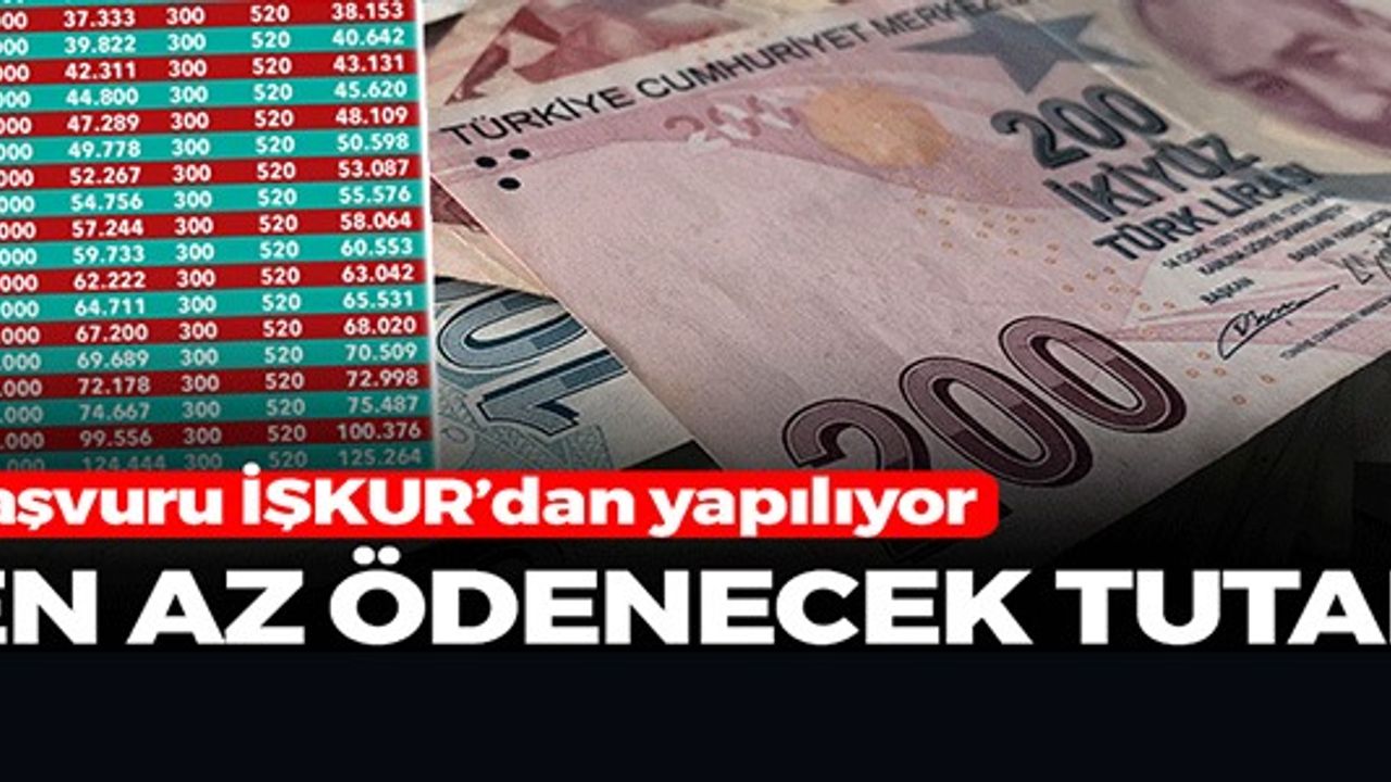 BAŞVURU İŞKUR'DAN YAPILIYOR EN AZ ÖDENECEK TUTAR