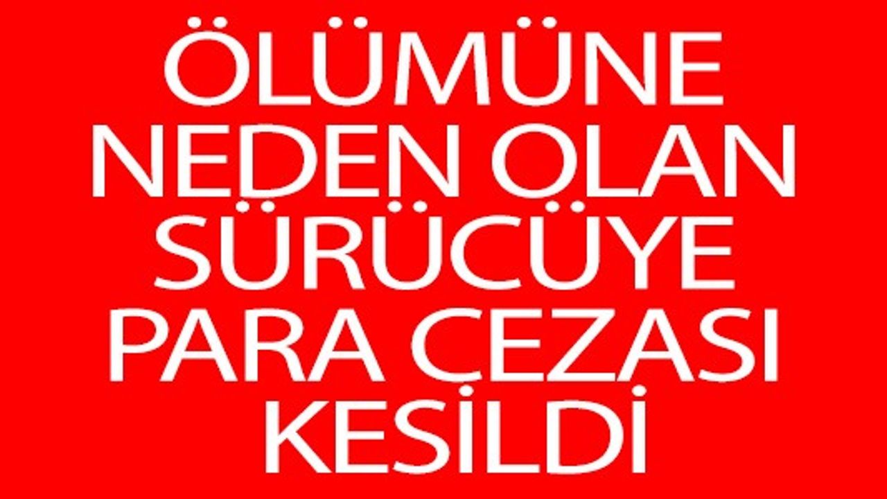 ÖLÜMÜNE NEDEN OLAN SÜRÜCÜYE PARA CEZASI KESİLDİ