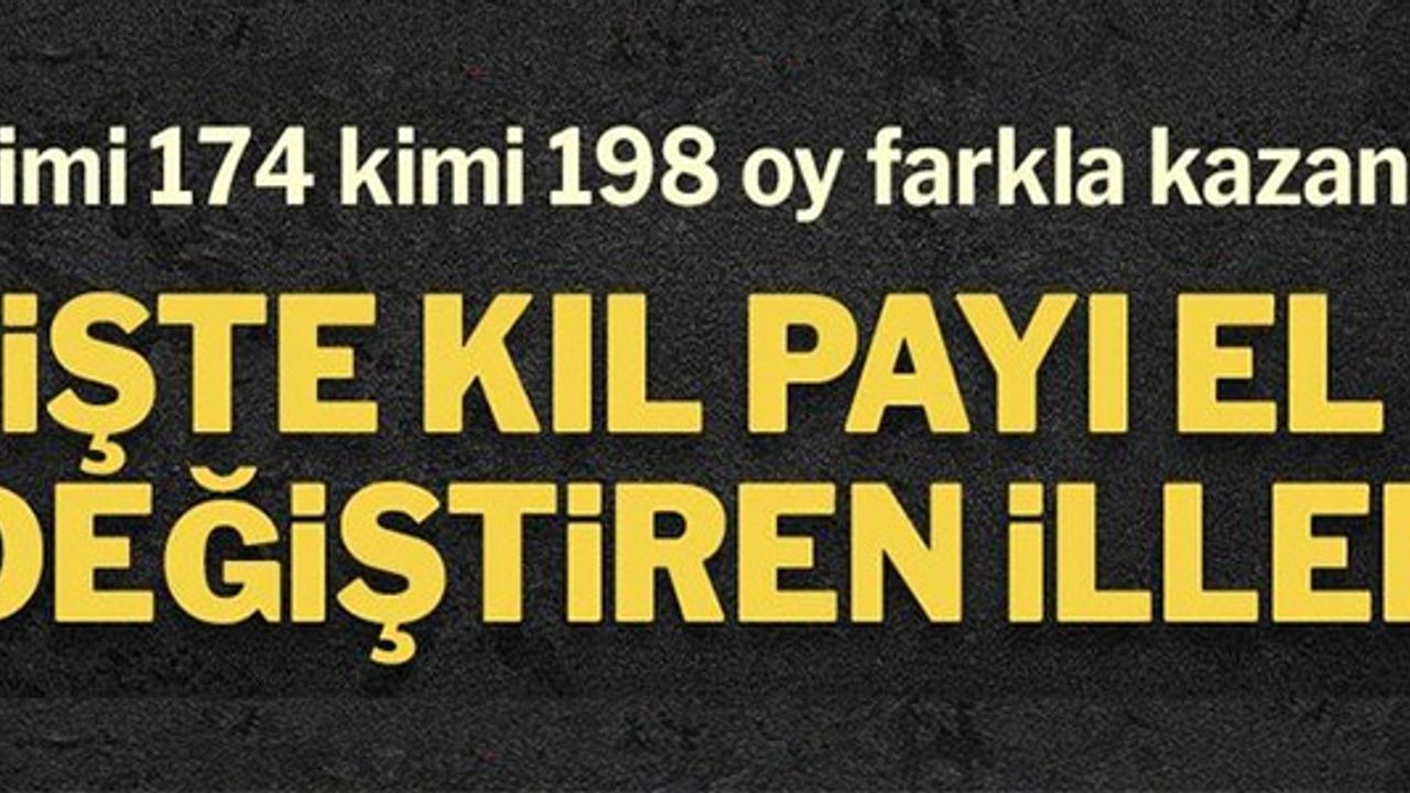 İŞTE KIL PAYI EL DEĞİŞTİREN İLLER