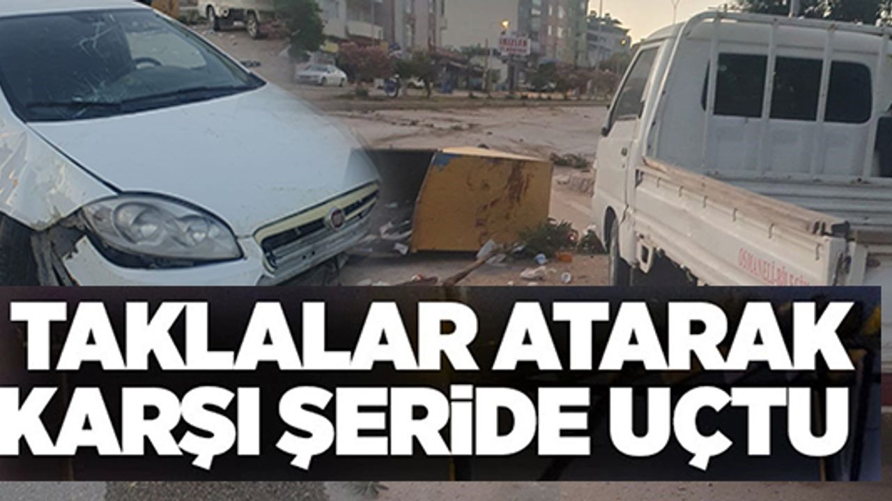 OTOMOBİL TAKLALAR ATARAK KARŞI ŞERİDE GEÇTİ