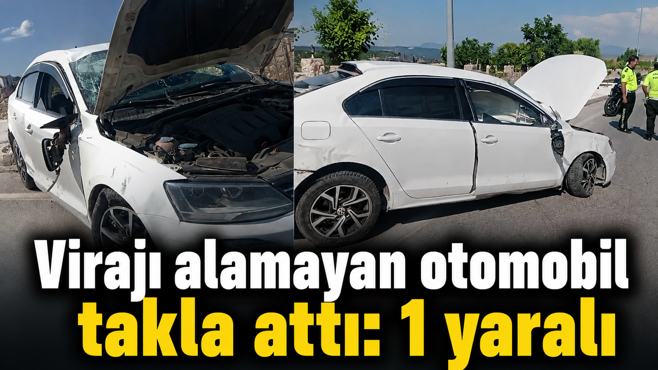 VİRAJI ALAMAYAN OTOMOBİL TAKLA ATTI: 1 YARALI