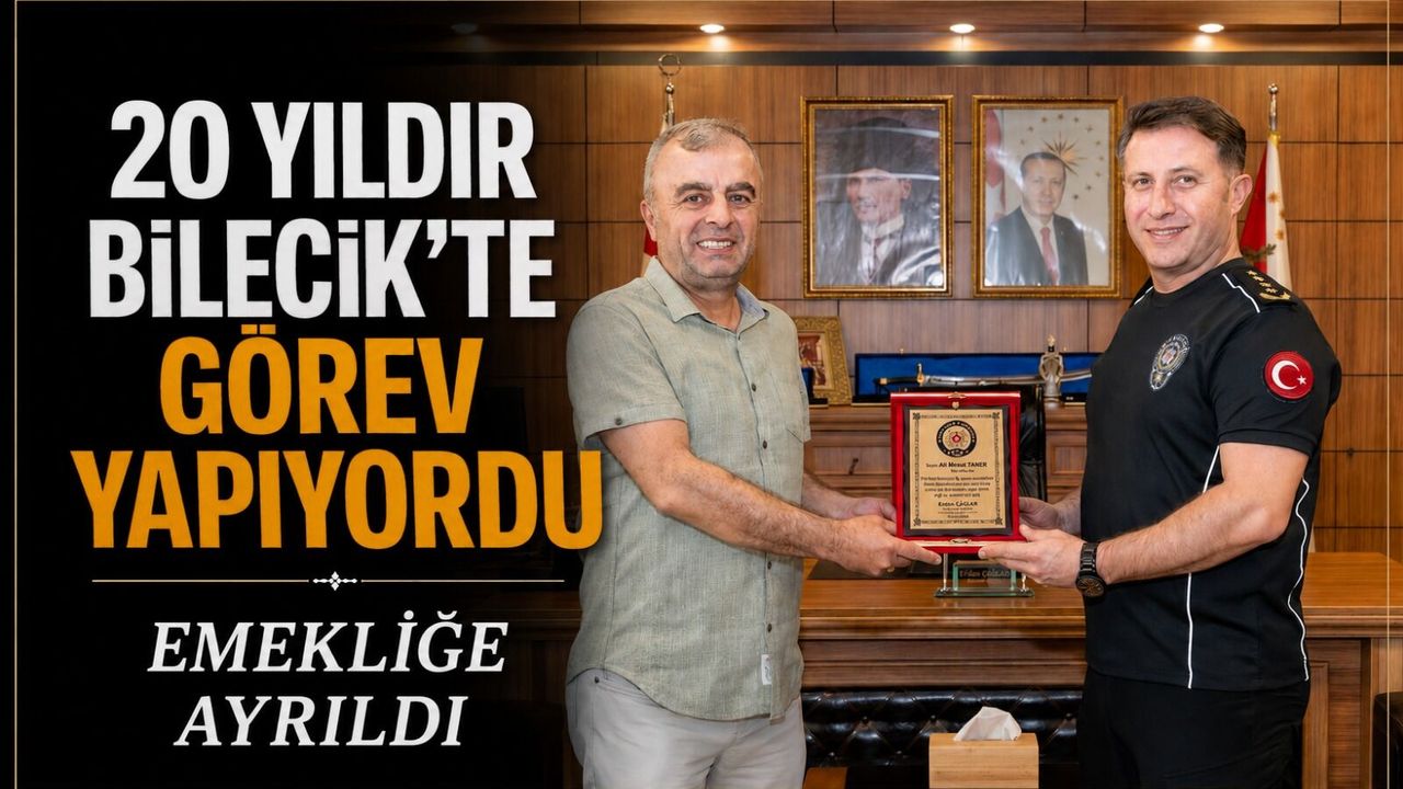 EMEKLİ OLAN POLİS MEMURU TANER’E PLAKET TAKDİM EDİLDİ