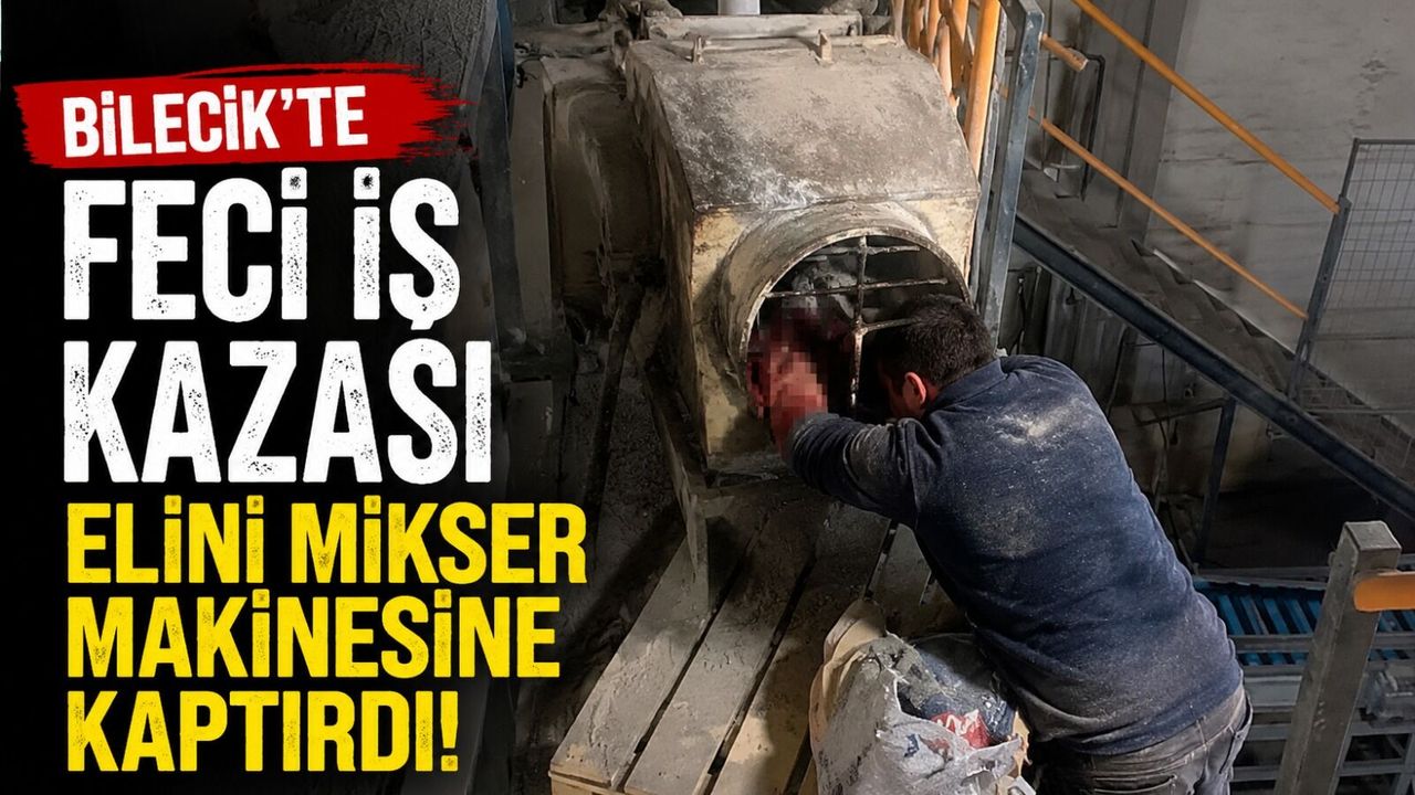 BİR İŞÇİ ELİNİ MİKSER MAKİNESİNE KAPTIRDI