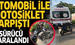 OTOMOBİL İLE MOTOSİKLET ÇARPIŞTI SÜRÜCÜ YARALANDI