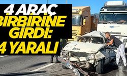 4 ARAÇ BİRBİRİNE GİRDİ: 4 YARALI