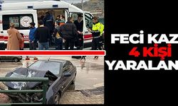 FECİ KAZA DA 4 KİŞİ YARALANDI