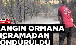 YANGIN ORMANA SIÇRAMADAN SÖNDÜRÜLDÜ