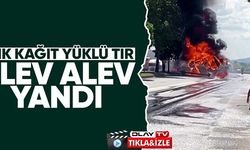 ATIK KAĞIT YÜKLÜ TIR ALEV ALEV YANDI
