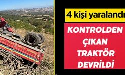 KONTROLDEN ÇIKAN TRAKTÖR DEVRİLDİ