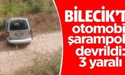 BİLECİK'TE OTOMOBİL ŞARAMPOLE DEVRİLDİ: 3 YARALI