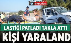 LASTİĞİ PATLADI TAKLA ATTI: 4 KİŞİ YARALANDI