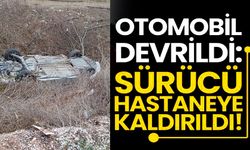 OTOMOBİL DEVRİLDİ SÜRÜCÜ HASTANEYE KALDIRILDI