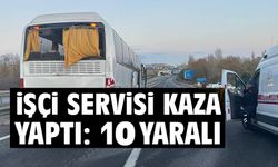 FABRİKA SERVİS OTOBÜSÜ KAZA YAPTI, 10 İŞÇİ YARALANDI