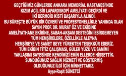 AYŞE-RAŞİT SÜNETCİ’DEN TEŞEKKÜR