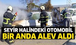 SEYİR HALİNDEKİ OTOMOBİL BİR ANDA ALEV ALDI