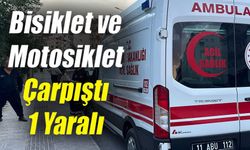 MOTOSİKLET İLE BİSİKLET ÇARPIŞTI; 1 YARALI