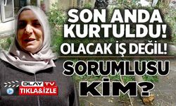 YAŞANAN FIRTINADA ÜZERİNE AĞAÇ DALI DÜŞMESİNDEN SON ANDA KURTULDU