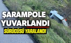 KONTROLDEN ÇIKAN KAMYONET ŞARAMPOLE YUVARLANDI SÜRÜCÜSÜ YARALANDI