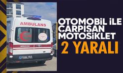 OTOMOBİL İLE MOTOSİKLET ÇARPIŞTI, 2 YARALI