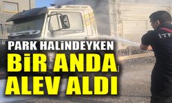 PARK HALİNDEYKEN YANMAYA BAŞLAYAN KAMYONET KISA SÜREDE SÖNDÜRÜLDÜ