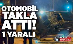 ORTA REFÜJE ÇARPAN OTOMOBİL TAKLA ATTI: 1 YARALI