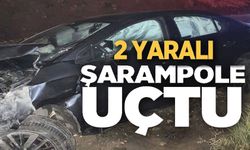 KONTROLDEN ÇIKAN OTOMOBİL ŞARAMPOLE UÇTU, 2 YARALI