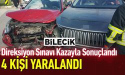 ADAY SÜRÜCÜ DİREKSİYON SINAVINDA KAZA YAPTI: 4 YARALI