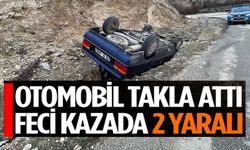 KONTROLDEN ÇIKAN OTOMOBİL TAKLA ATTI; 2 YARALI
