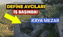 KAYA MEZARA DEFİNECİLER TARAFINDAN ZARAR VERİLDİ