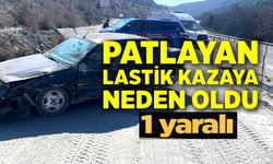 LASTİĞİ PATLAYAN OTOMOBİL TAKLA ATTI: 1 YARALI