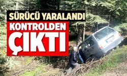 SÜRÜCÜSÜNÜN DİREKSİYON HÂKİMİYETİNİ KAYBETTİĞİ OTOMOBİL ORMANLIK ALANA SAVRULDU