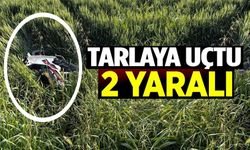 DİREKSİYON HAKİMİYETİNİ KAYBEDEN MOTOSİKLET SÜRÜCÜSÜ TARLAYA UÇTU: 2 YARALI