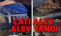 SOBANIN ALEV ALMASI SONUCU EVİN ÇATI KISMI YANDI