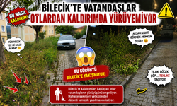 BİLECİK'TE VATANDAŞLAR OTLARDAN KALDIRIMDA YÜRÜYEMİYOR