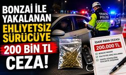 BONZAİ İLE YAKALANAN EHLİYETSİZ SÜRÜCÜYE 200 BİN TL CEZA