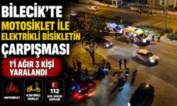 MOTOSİKLET İLE ELEKTRİKLİ BİSİKLETİN ÇARPIŞMASI SONUCU 1'İ AĞIR 3 KİŞİ YARALANDI