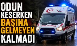 ODUN KESERKEN DÜŞEN ADAM YARALANDI