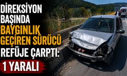 DİREKSİYON BAŞINDA BAYGINLIK GEÇİREN SÜRÜCÜ REFÜJE ÇARPTI: 1 YARALI