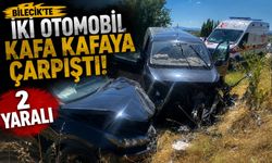 İKİ OTOMOBİL KAFA KAFAYA ÇARPIŞTI: 2 YARALI