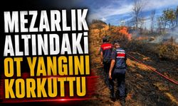 MEZARLIK ALTINDAKİ OT YANGINI KORKUTTU