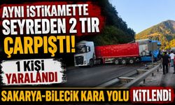 AYNI İSTİKAMETTE SEYREDEN 2 TIR ÇARPIŞTI, 1 KİŞİ YARALANDI