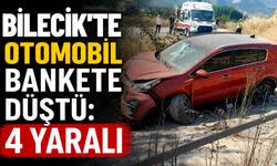 OTOMOBİL BANKETE DÜŞTÜ: 4 YARALI