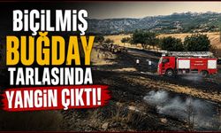 BİÇİLMİŞ BUĞDAY TARLASINDA YANGIN ÇIKTI
