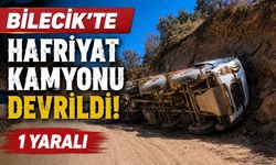 HAFRİYAT KAMYONU DEVRİLDİ: 1 YARALI