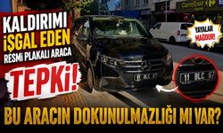 KALDIRIMI İŞGAL EDEN RESMİ PLAKALI ARACA TEPKİ