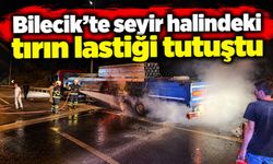 SEYİR HALİNDEKİ TIRIN LASTİĞİ TUTUŞTU