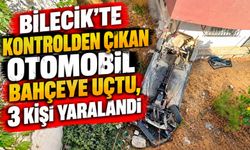 KONTROLDEN ÇIKAN OTOMOBİL BAHÇEYE UÇTU, 3 KİŞİ YARALANDI