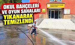 OKUL BAHÇELERİ VE OYUN SAHALARI YIKANARAK TEMİZLENDİ