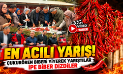 ÜNLÜ ÇUKURÖREN ACI BİBERİ YİYEREK YARIŞTILAR